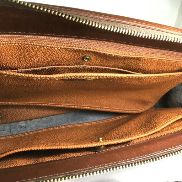 Dooney & Bourke Vtg Blue Leather Brown Trim Satchel Shoulder Bag – Made In USA - Picture 3 of 12